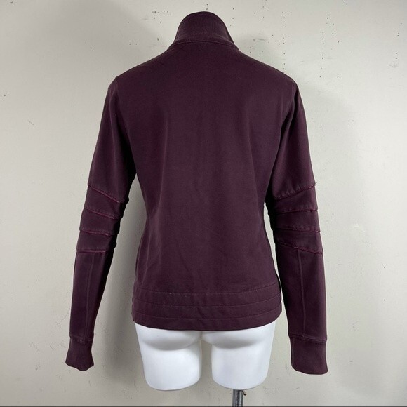 Lululemon Mogul Jacket Satin Ribbon Trim Elbows Quilted Moto Jacket Maroon 6 - Picture 5 of 16